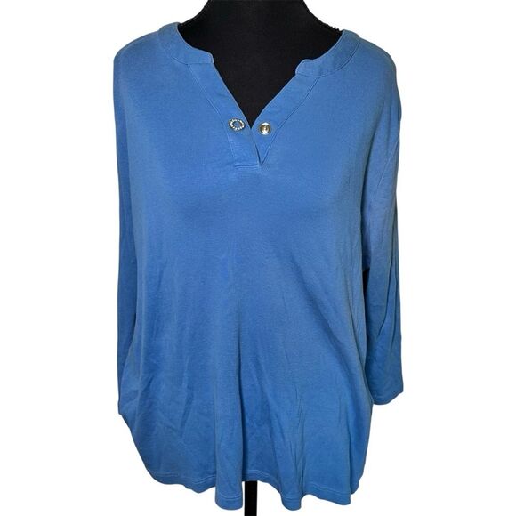 Chico's Blue Button-Detail Long Sleeve Tunic L - Picture 1 of 7